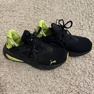 Puma Black and Lime Athletic Shoes